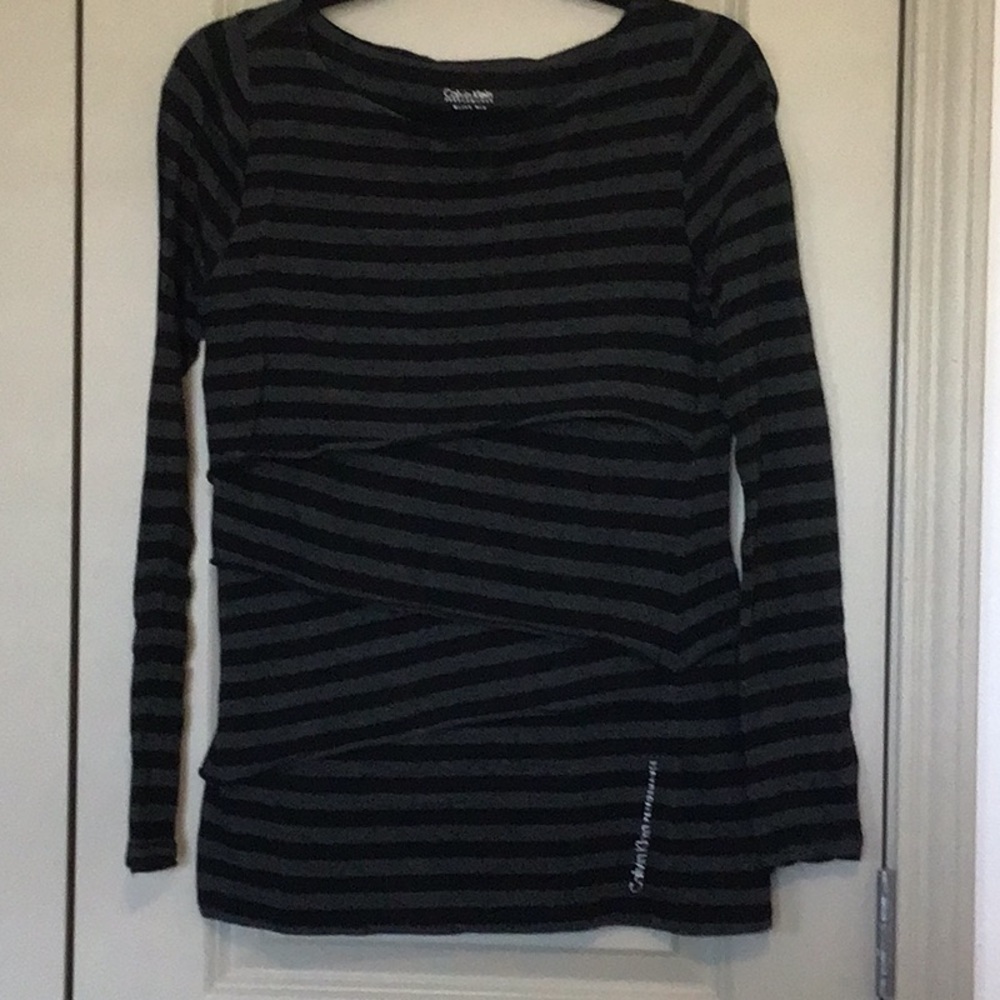 Calvin Klein Black Asymmetrical Long Sleeve Tee